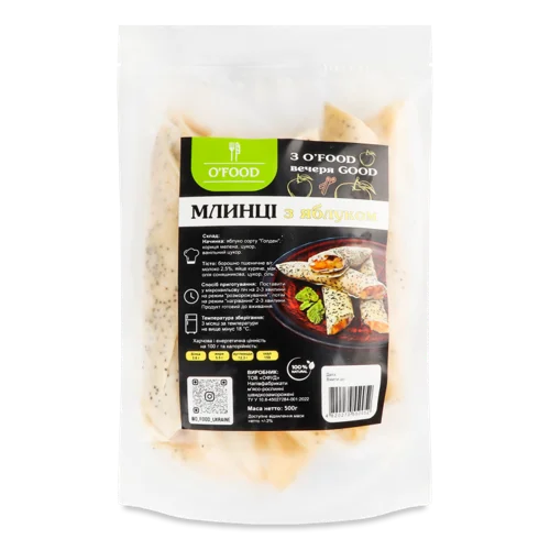 Млинці З Яблуком O'Food, Для Приготування, д/п, 500г
