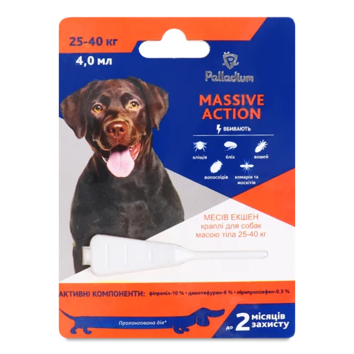 Краплі Для Собак Масою Тіла 25-40кг Massive Action Palladium 4мл, в/ґ
