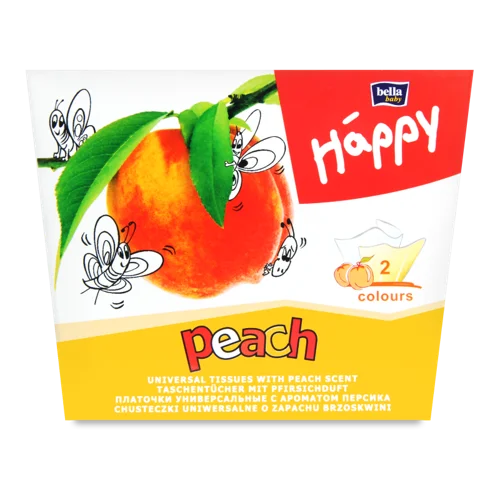 Хустинки Паперові Універсальні Двошарові Peach Happy Baby Bella, В/ґ, 80шт