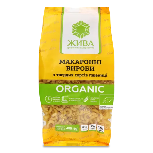 Вироби Макаронні Органічні З Твердих Сортів Пшениці Ріжки В/ґ 400г