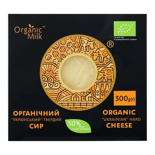 Сир 50% твердий органічний Український Organic Milk к/у 300г