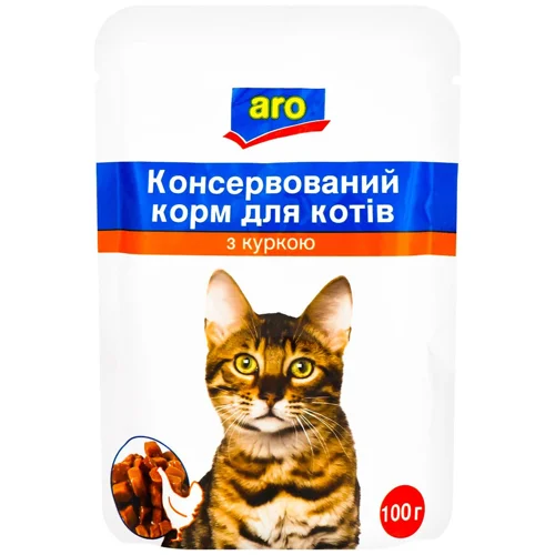 Корм вологий Aro з куркою для котів 100г