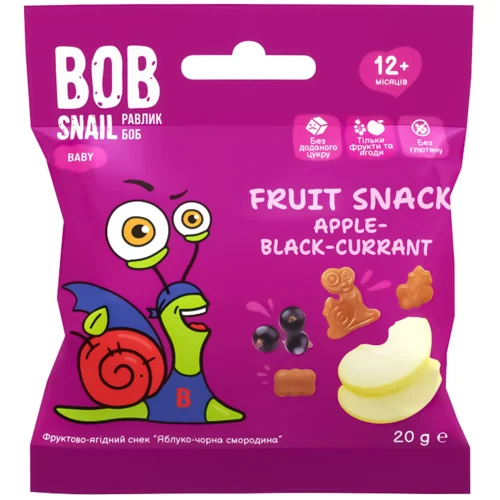 Снек фруктовий Bob Snail яблуко-чорна смородина 20г