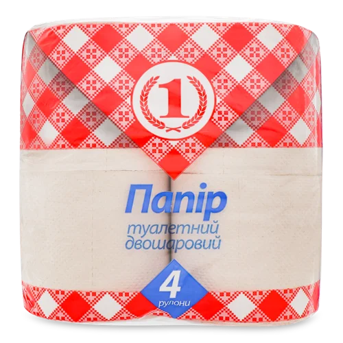 Туалетний Папір Двошаровий, ТМ "1", 4 шт, в/с