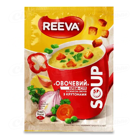 Крем-суп Reeva Овочевий зі смаком овочів з крутонами, 17г