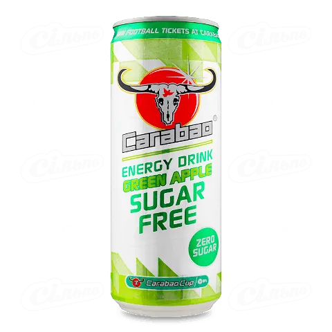 Напій енергетичний Carabao Green Apple Sugar Free безалкогольний, 0,33л