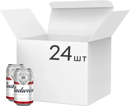 Упаковка пива Budweiser світле фільтроване 5%, 0.33л х 24 шт