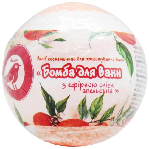 Бомба Auchan для ванн з ефірною олією апельсина 140г