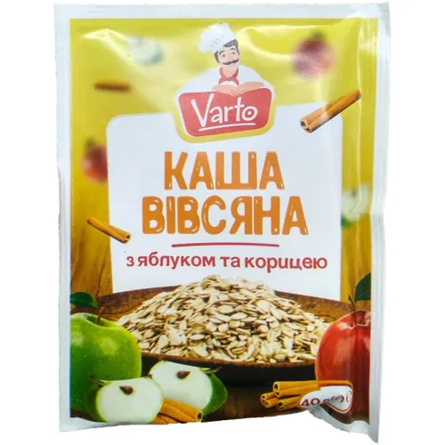 Каша швидкого приготування «Varto» вівсяна з яблуком та корицею 40г