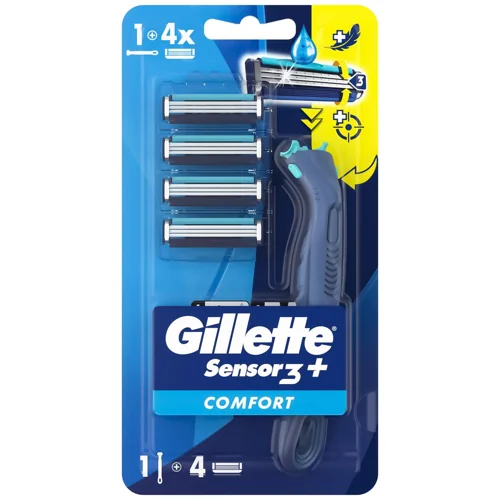 Станок для гоління Gillette Sensor 3+ з 4 змінними картриджами