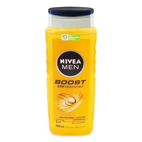 Гель для Душу 3в1 Boost Nivea Men, Об'єм 500мл