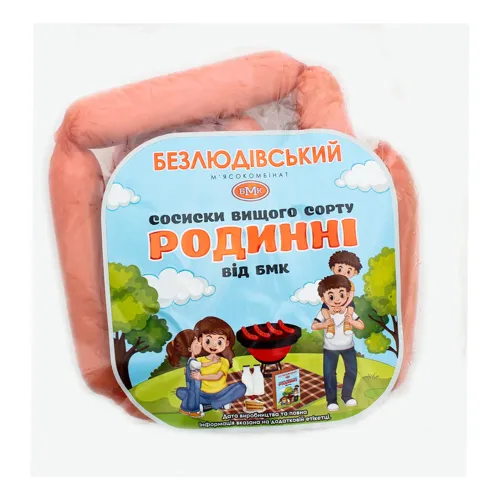 Сосиски Сімейні Безлюдівській м'ясокомбінат вищого ґатунку 300г