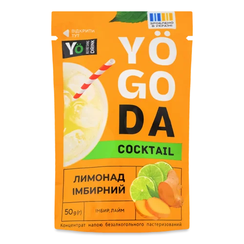 Напій Безалкогольний Лимонад Імбирний Cocktail Yogoda, пастеризований, д/п 50г