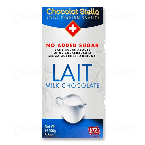 Шоколад молочний Chocolat Stella без цукру, 100г