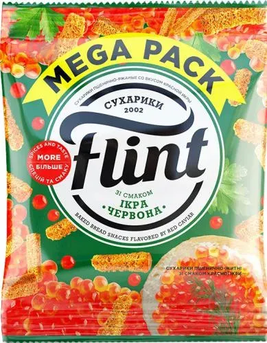 Сухарики пшенично-житні зі смаком червоної ікри 110г (40 шт) ТМ "Flint"