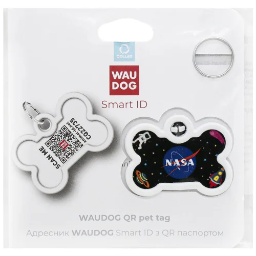 Адресник для собак і котів Waudog Nasa Smart ID з QR паспортом L 40х28мм