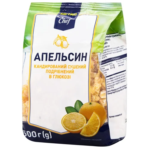 Апельсин Metro Chef кандирований сушений подрібнений в глюкозі 500г