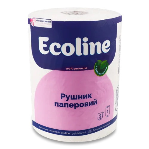 Рушники паперові білі 2-шари, 350 відривів, 1 шт, Eco Line