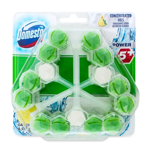 Блок для Очищення Унітазу Зелений Чай і Свіжість Лимона Power 5+ Domestos 3х55г