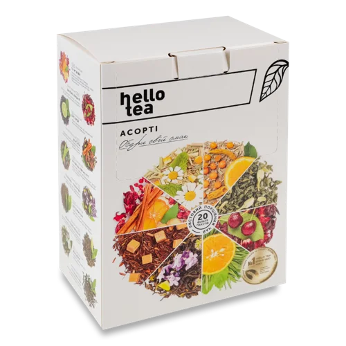 Чай Листовий Асорті Hello Tea, В/ґ, К/У 20шт, 20 Смаків