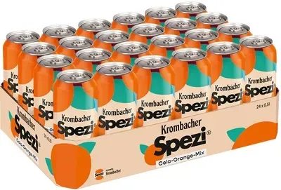 Упаковка безалкогольного газованого напою Krombacher Spezi Cola-Orange-Mix 0.5л х 24 банки