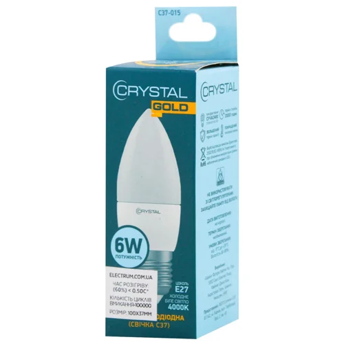 Лампа Led Crystal Gold C37 6W PA Е27 4K