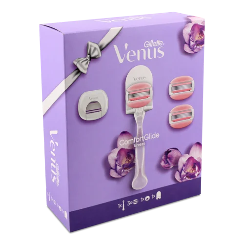 Верстат для гоління Venus Comfortglide Breeze 3 картриджі + гачок для бритви + чохол для подорожей Gillette, 1 шт.