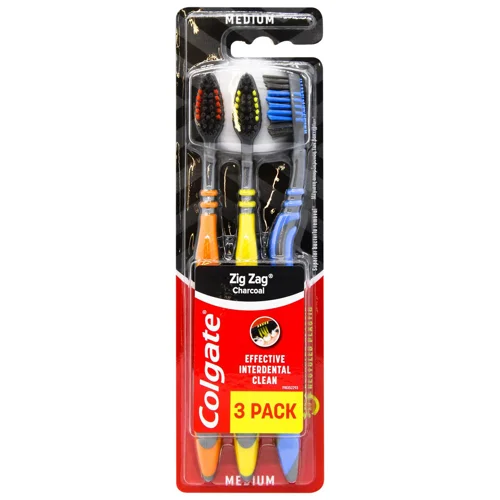 Зубні щітки Colgate Zig Zag Charcoal середньої жорсткості 3шт
