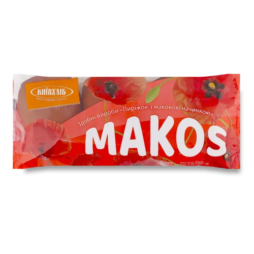 Пиріжок З Маковою Начинкою Київхліб, м/у 3х80г, в/ґ