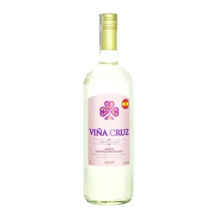 Вино 1л Vina Cruz Airen - Sauvignon blanc столове сухе біле ординарне 11% об скляна пляшка Іспанія