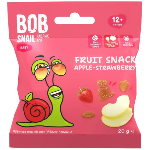 Снек фруктовий Bob Snail яблуко-полуниця 20г
