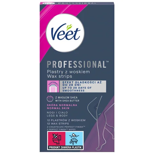Воскові смужки для депіляції Veet Professional для нормальної шкіри 12шт