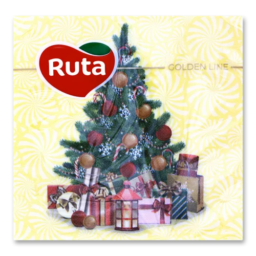 Серветки Паперові 2-Шарові 33х33см Ялинка з Подарунками Ruta, 20шт