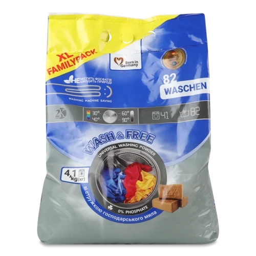 Порошок для прання універсальний Wash&Free, 4.1 кг
