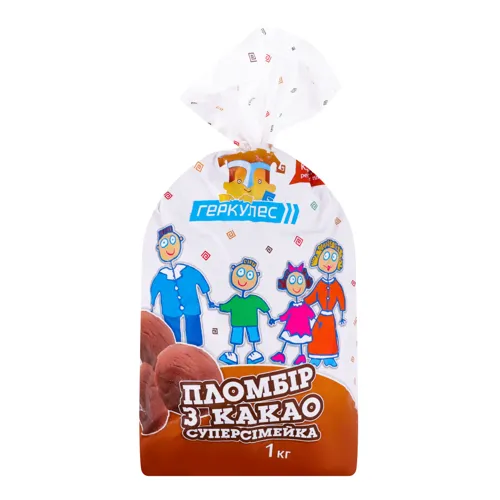 Морозиво 12% пломбір з какао Суперсімейка Геркулес м/у 1кг