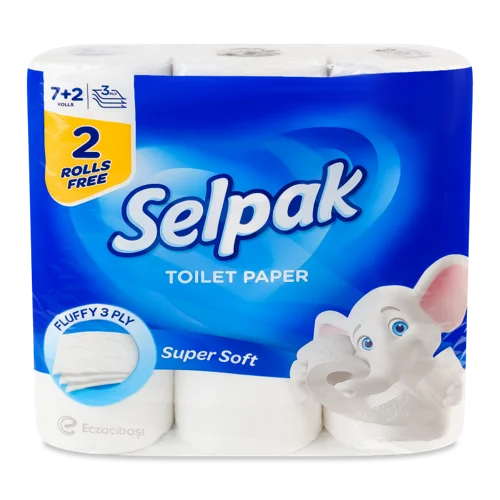 Туалетний Папір 3-Шаровий Super Soft Selpak, 9 шт