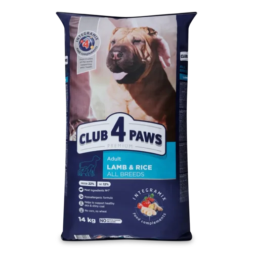 Корм для собак Club 4 Paws ягня-рис сухий