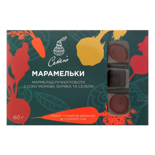 Мармелад ручної роботи з соку моркви, буряка та селери Марамельки Сетно 60г