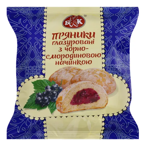 Пряники глазуровані з чорносмородиновою начинкою БКК м/у 190г