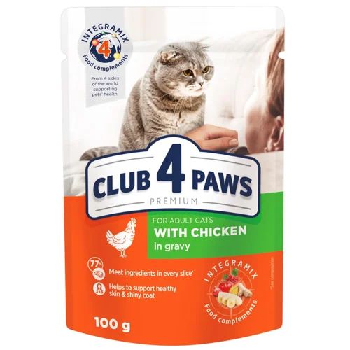 Корм вологий Club 4 Paws Premium з куркою для дорослих котів 85г