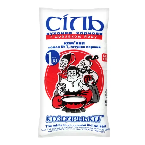 Сіль кам'яна кухонна харчова з добавкою йоду Козаченьки м/у 1кг