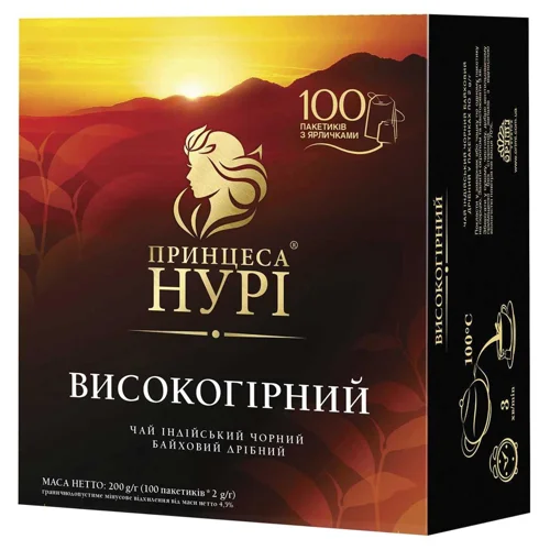 Чай чорний Принцеса Нурі Високогірний в пакетиках 2г х 100шт
