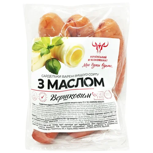 Сардельки Український М'ясокомбінат З вершковим маслом вищий сорт