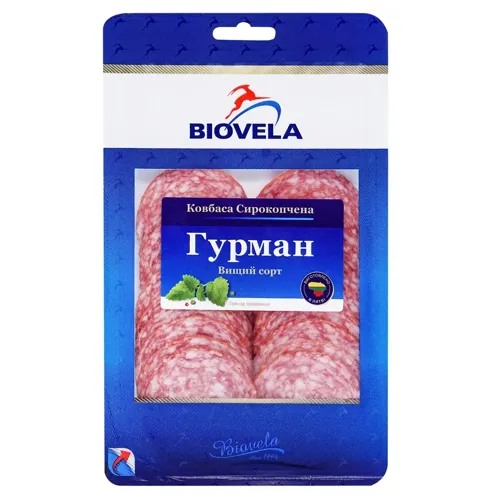 Ковбаса Biovela Гурман сирокопчена нарізка 90г