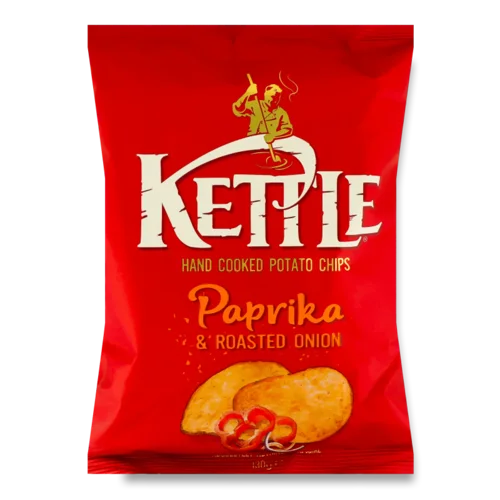 Чипси Kettle зі смаком паприки та смаженої цибулі