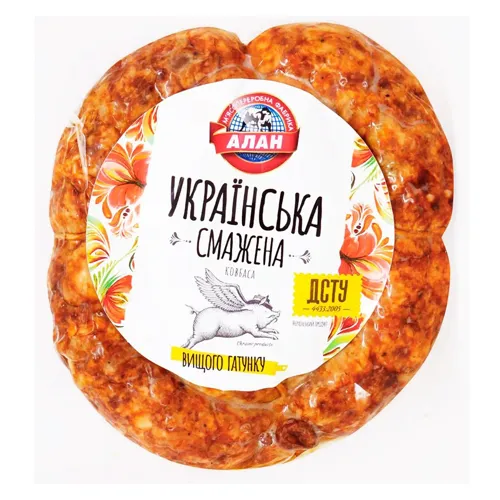 Ковбаса Українська смажена вищого ґатунку в упаковці Алан