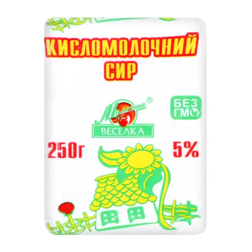 Сир кисломолочний 5% Молочна веселка м/у 250г