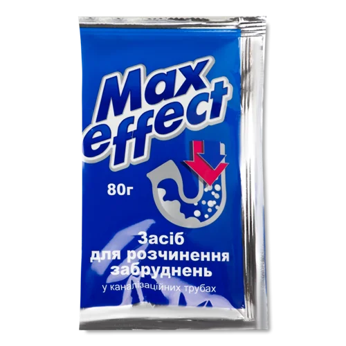 Засіб для Розчинення Забруднень У Каналізаційних Трубах Max Effect 80г