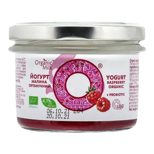 Йогурт 4.1% Малина Organic Milk с/б 200г
