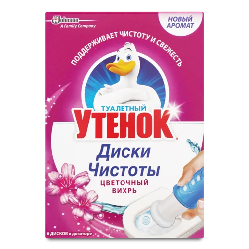 Засіб Туалетний Каченя Д/Унітазу Диски Квітковий Вихор, 38г х10
